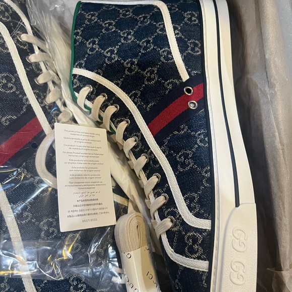 Gucci Blue Monogram High-Top Sneakers - Picture 3 of 5